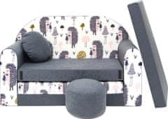 Pro Cosmo Dětská sedací souprava 3v1, podnožka s polštářem, šedá, 168 x 98 x 59 cm AX1