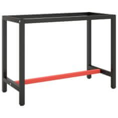 Greatstore Rám pracovního stolu matně černý a červený 110 x 50 x 79 cm kov