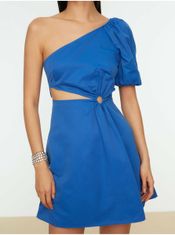 Trendyol Modré dámské krátké asymetrické šaty Trendyol XL