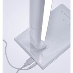 Solight LED stolní lampička stmívatelná, 12W, volba teploty světla, USB, bílý lesk, WO37-W