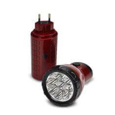 Solight nabíjecí LED svítilna, plug-in, Pb 800mAh, 9x LED, červenočerná, WN10