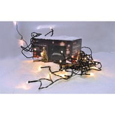 Solight LED venkovní vánoční řetěz, 200 LED, 10m, přívod 5m, 8 funkcí, IP44, teplá bílá, 1V06-WW