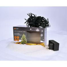 Solight LED venkovní vánoční řetěz, 200 LED, 10m, přívod 5m, 8 funkcí, IP44, studená bílá, 1V06-W