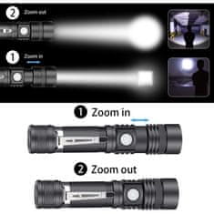 Solight LED nabíjecí svítilna s cyklo držákem, 400lm, zoom, Li-Ion, WN33