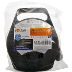 Solight prodlužovací přívod na bubnu, 4 zásuvky, 10m, černý kabel, 3x 1,5mm2, PB21