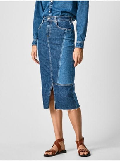 Pepe Jeans Modrá dámská džínová midi sukně Pepe Jeans Piper