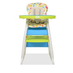 Greatstore Rozkládací jídelní židlička 3 v 1 se stolkem, modrá a zelená