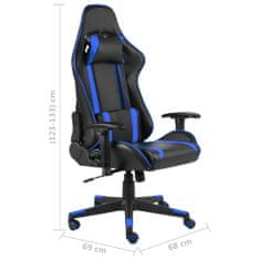 Vidaxl Otočná herní židle modrá PVC
