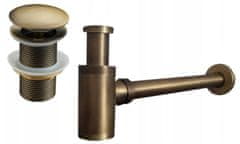 Mexen Umyvadlový sifon s výpustí click-clack bez přepadu, antický bronz (7991050-30)