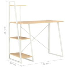Greatstore Psací stůl s poličkami bílý a dubový odstín 102 x 50 x 117 cm