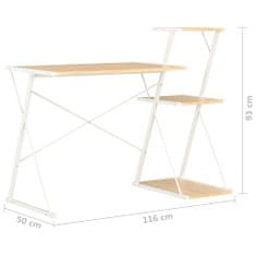 Vidaxl Psací stůl s poličkami bílý a dubový odstín 116 x 50 x 93 cm