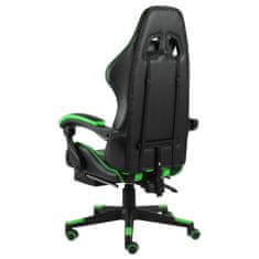 Greatstore Herní židle s podnožkou černo-zelená umělá kůže
