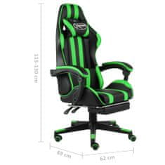 Greatstore Herní židle s podnožkou černo-zelená umělá kůže