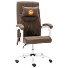 Vidaxl Masážní kancelářská židle hnědá textil