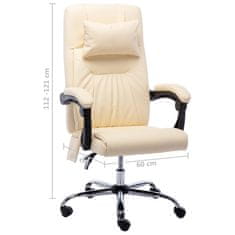 Greatstore Masážní kancelářská židle krémová umělá kůže