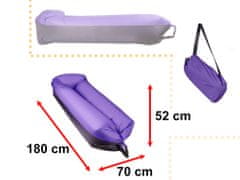 Nafukovací postel Lazy BAG SOFA černo-fialová 185x70cm