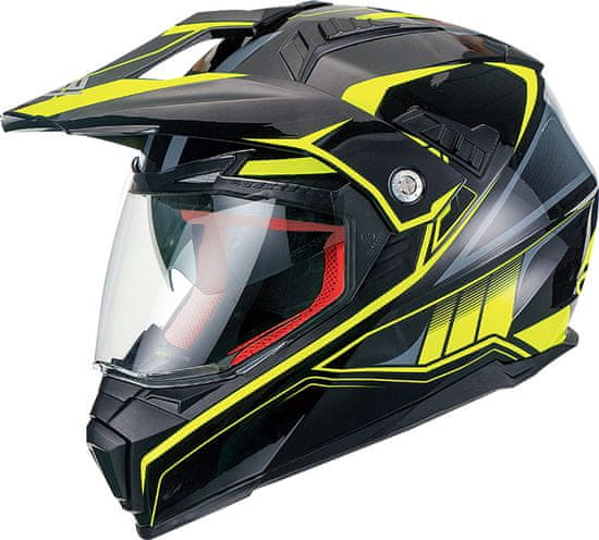 MAXX FS 606 Enduro helma se sluneční clonou černo zelená reflexní