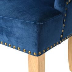 Greatstore Jídelní židle 4 ks modré masivní dubové dřevo a samet