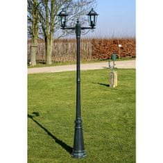 Greatstore Zahradní lampa vysoká 2 ramena 215 cm tmavě zelená/černá hliník