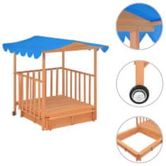 Greatstore Dětský domeček s pískovištěm jedlové dřevo modrý UV50