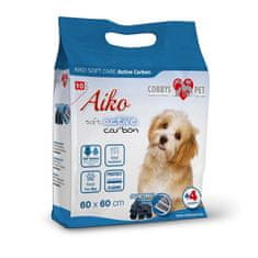 AIKO SOFT CARE Active Carbon 60x60cm 10ks plena pro psy s aktivním uhlím se čtyřmi samolepkami na uchycení