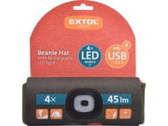Extol Light Čepice s LED světlem 43460 čepice s čelovkou 4x45lm, USB nabíjení, fluorescentní oranžová/khaki zelená, oboustranná, univerzální velikost