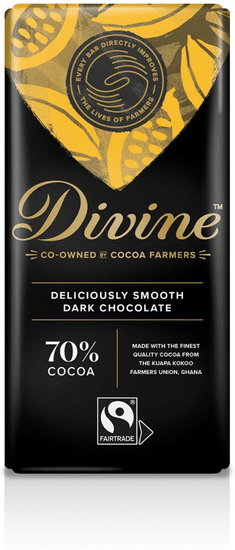 DIVINE Divine hořká čokoláda, 70 % kakaa, 90 g