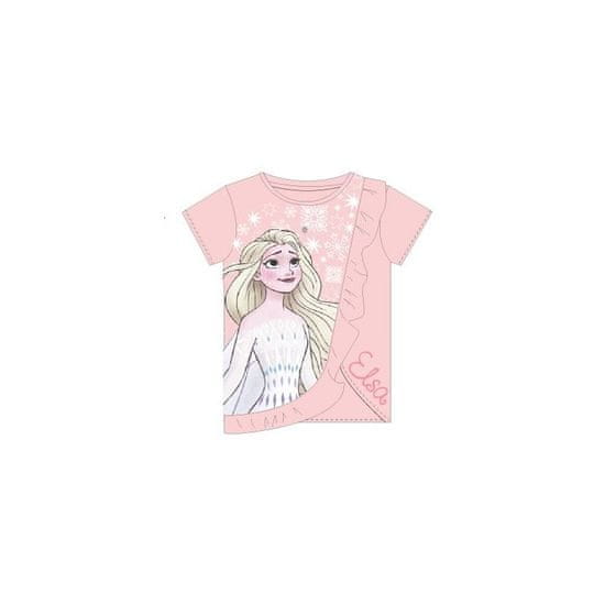 Eplusm Dívčí bavlené triko DISNEY FROZEN, růžové 8 let (128cm)