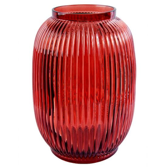Lene Bjerre Skleněná váza STRIA, červená, 20 cm