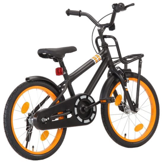 Greatstore Dětské kolo s předním nosičem 18'' černo-oranžové
