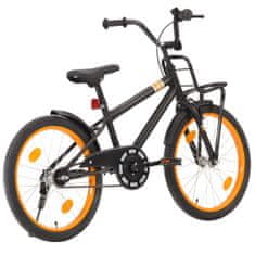 shumee VidaXL dětské kolo s nosičem, 20 palců, černá a oranžová