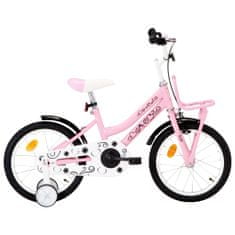 Greatstore Dětské kolo s předním nosičem 16'' bílo-růžové