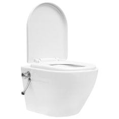 Greatstore Závěsné WC bez oplachového kruhu s funkcí bidetu keramické bílé