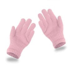 NANDY Dětské zimní rukavice s pěti prsty pro děti 3-6 let - růžový