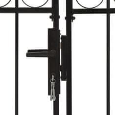 Greatstore Dvoukřídlá plotová brána s obloukem ocelová 300 x 200 cm černá
