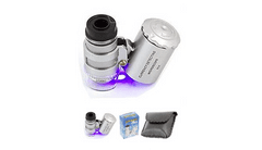 Mikroskop kapesní s osvětlením, zvětšení 60x.