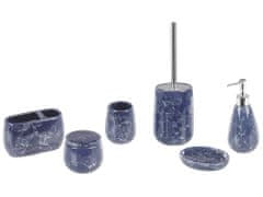 Beliani 6dílná keramická sada doplňků do koupelny modrá ANTUCO