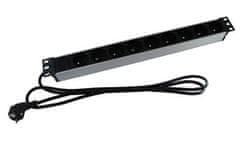 sapro Rozvodný panel / zásuvková lišta 9x230V pro 19" skříň 1U 1,8m kabel černý