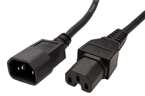 Value Kabel síťový prodlužovací, IEC320 C14 - IEC320 C15, 3m, černý (19.99.1123)