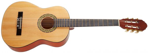 krásná přírodní akustická kytara toledo Primera Spruce 34-NT s kratší menzurou pro děti studenty a lidi menšího vzrůstu lesklá povrchová úprava vrstvený korpus lipové dřevo