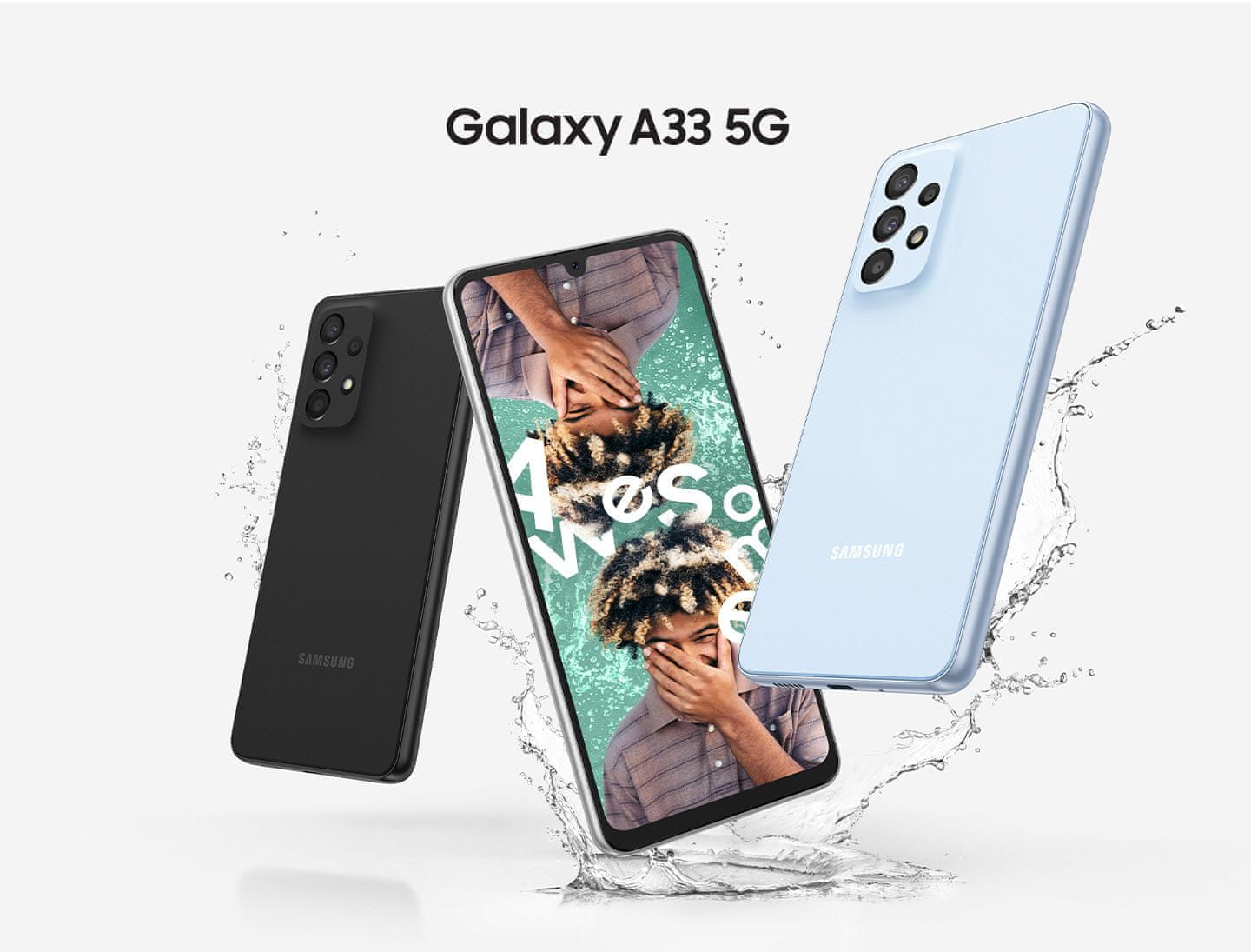 Samsung Galaxy A53 5G, chytrý telefon, vlajková loď 6,5palcový displej AMOLED obnovovací frekvence stabilizace obrazu čtyři fotoaparáty nejrychlejší 5G připojení 5G internet podpora nejrychlejšího připojení Gorilla Glass IP67 NFC