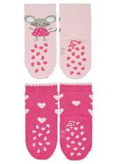 Sterntaler ponožky na lezení protiskluzové dívčí 2 páry růžové,myška 8012222, 18