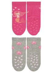 Sterntaler ponožky na lezení protiskluzové dívčí 2 páry tmavě růžová, mořská panna, s froté uvnitř 8012232, 18