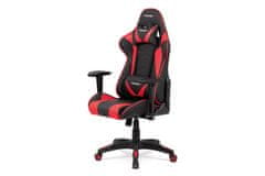Autronic Kancelářská židle Kancelářská židle houpací mech., černá + červená koženka, plast. kříž (KA-F03 RED)