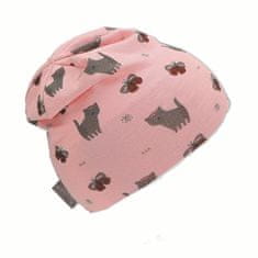 Sterntaler čepička dívčí spadlá, růžová, kočky, motýli, bavlněný jersey UV 50+ 1402260, 43