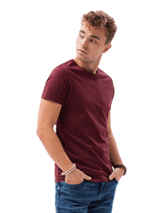 OMBRE Pánské tričko bez potisku S1370 - bordó - XL