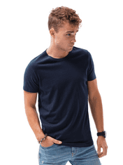 OMBRE Pánské tričko bez potisku S1370 - námořnická modrá - L