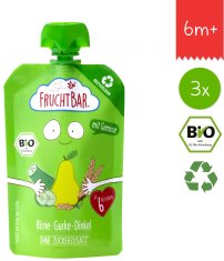 FruchtBar 100% recyklovatelná BIO Ovocná kapsička s hruškou, okurkou a špaldou 3x100g