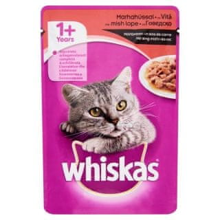 Whiskas kapsička hovězí ve šťávě pro dospělé kočky 24pack