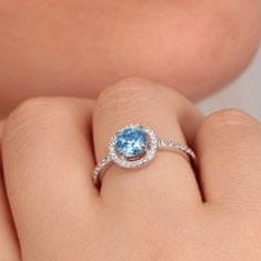 Morellato Něžný stříbrný prsten s akvamarínem a krystaly Tesori SAIW9701 (Obvod 54 mm)